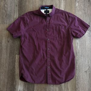 Cactus Man Men's Burgundy Button-Up Shirt w/ White Dots 100% Cotton
